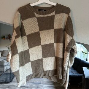 Forever 21 Checkered Sweater - Brown and Cream